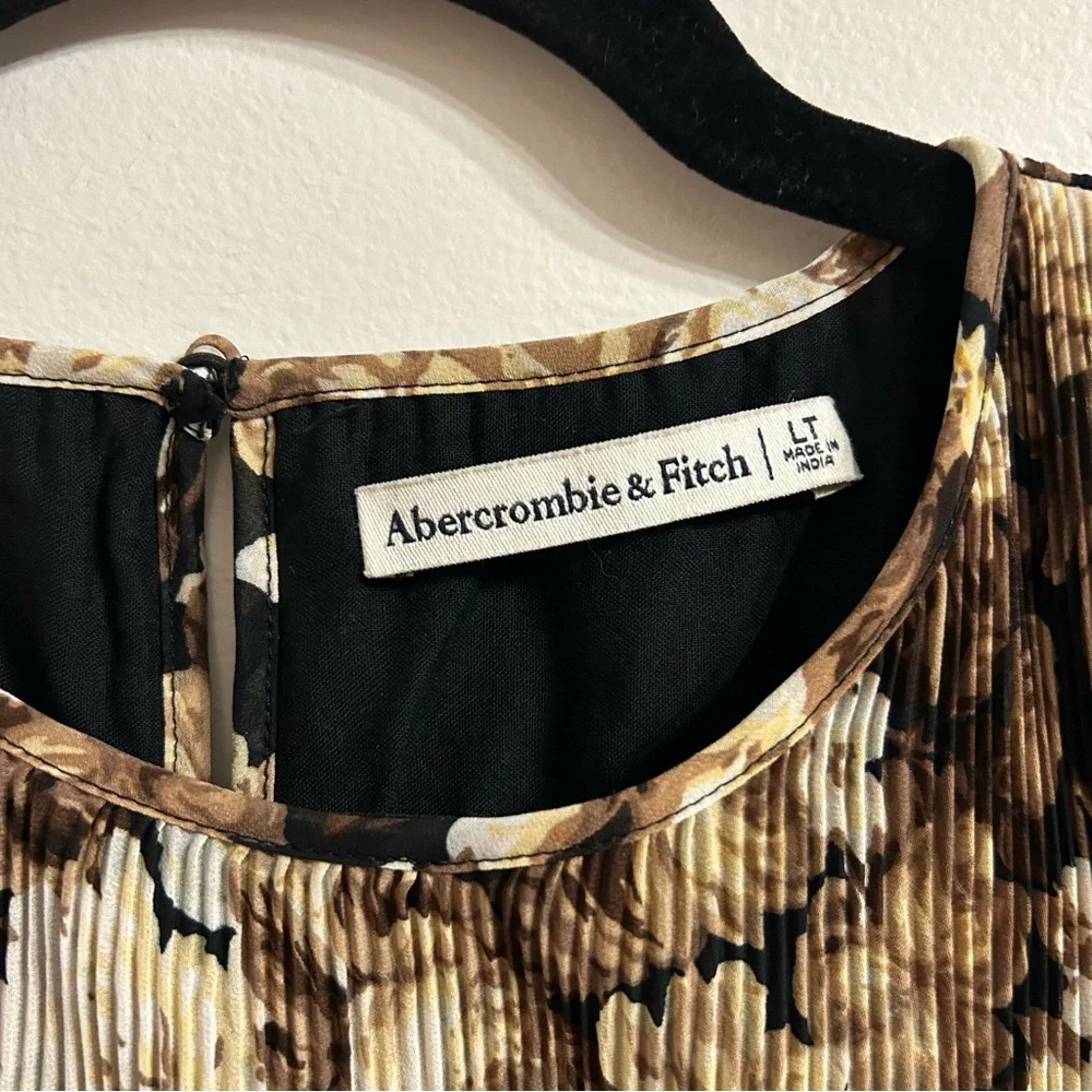 Abercrombie & Fitch High Neck Plisse Mini Dress Large Tall Sleeveless Floral - Picture 6 of 11
